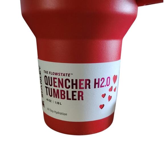 Stanley 40 OZ‎ Limited Edition Valentines Day H20 Tumbler NEW Red Hearts - Picture 5 of 5